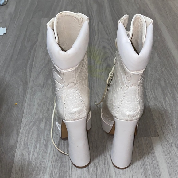 Fashion Nova Cream Lace-Up Boots - Picture 3 of 4